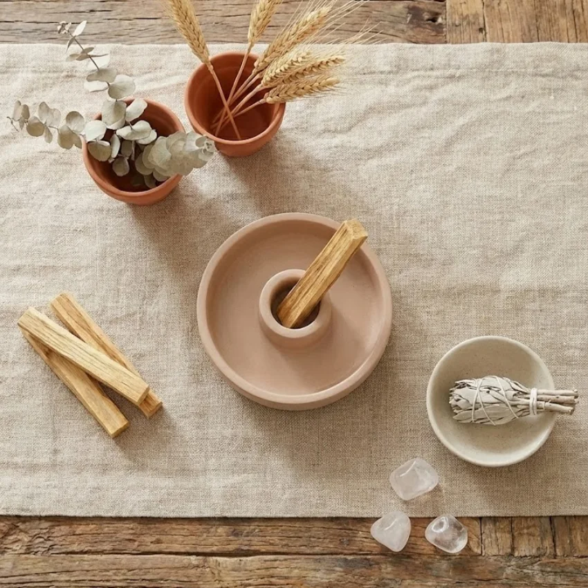 Mocha Beton Tütsülük ve Palo Santo Tutucu