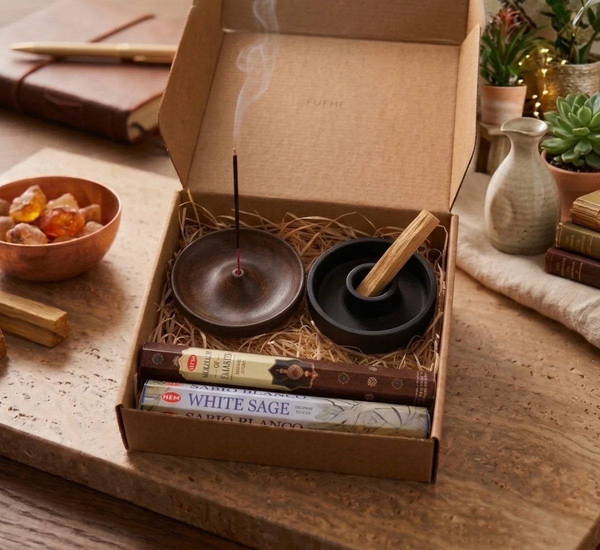 Aura ve Zihin Temizliği Ritüel Seti – Beyaz Adaçayı & Palo Santo Arınma Kutusu