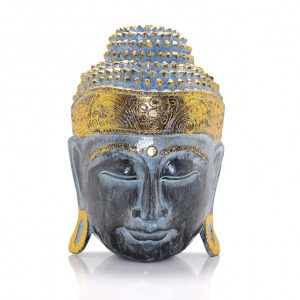 Dekoratif Ahşap Buda Kafası Blue 40 cm