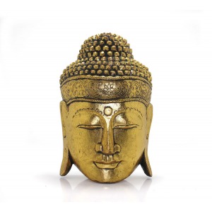 Dekoratif Ahşap Buda Kafası Gold 40 cm