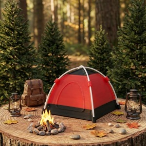 Mini Çadır Lamba Kırmızı-Siyah