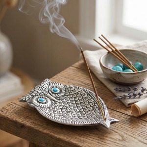 Baykuş Desenli Metal Tütsülük