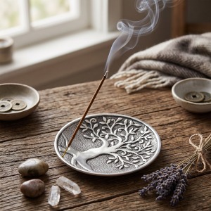 Hayat Ağacı Yuvarlak Metal Tütsülük