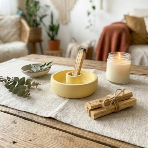 Pastel Sarı Beton Tütsülük ve Palo Santo